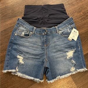 Blue Denim Maternity Shorts